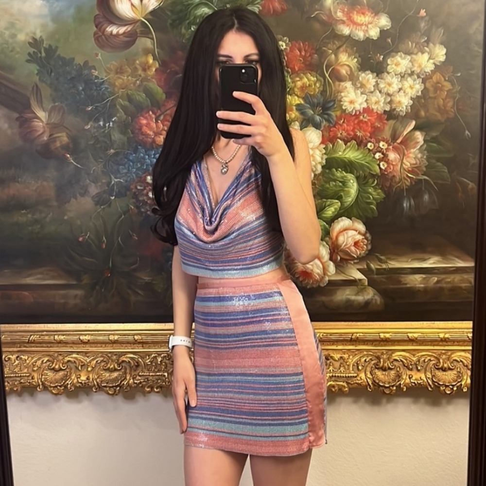 🅽🆆🆃 Ramy Brook Kate Rainbow Chainmail Skirt 🌈